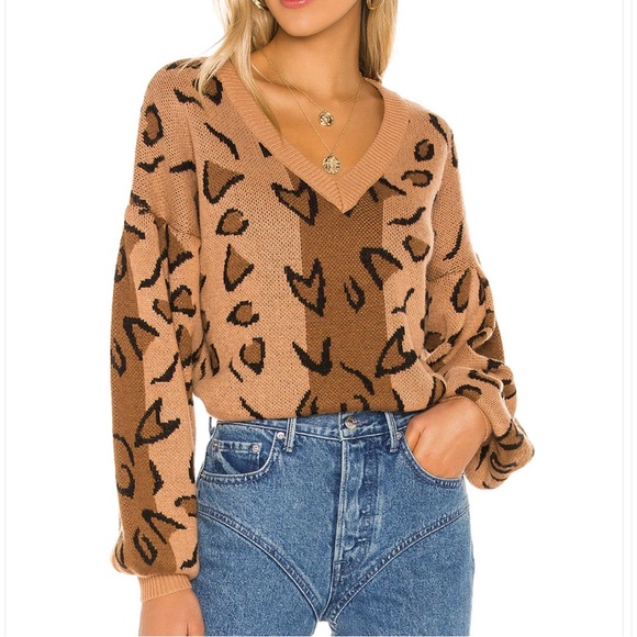 Revolve Tularosa Women's Brown Leopard Wool Sweater - size S - Picture 1 of 10